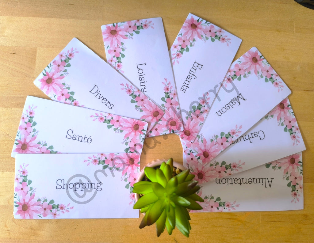 Pack 8 inserts  Enveloppes Catégories Floral