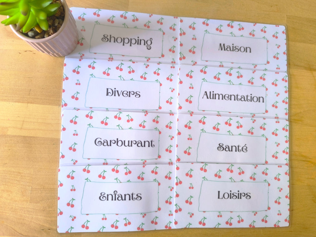 Pack de 8 Inserts Enveloppe catégories " Cherry"