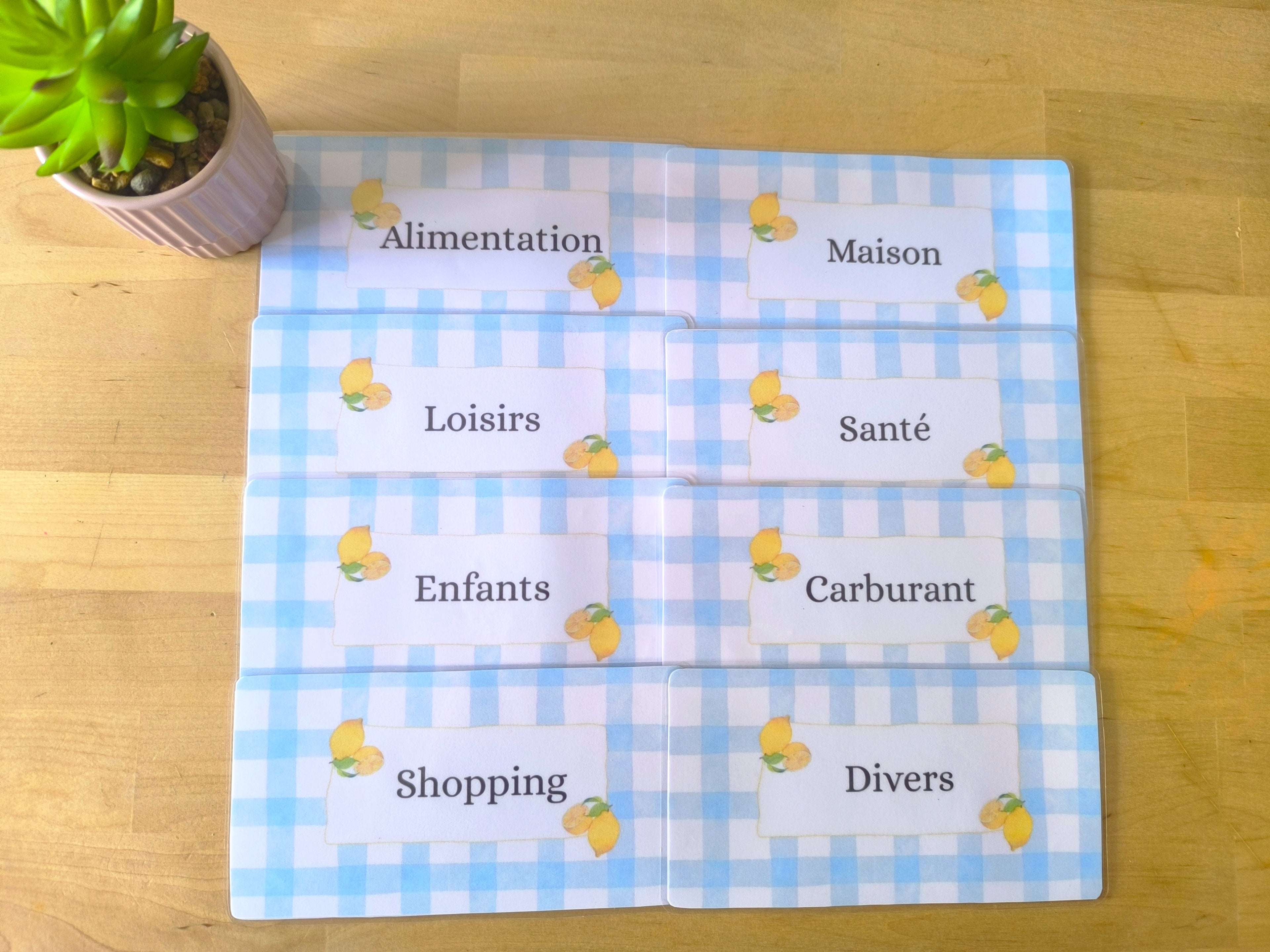 Pack 8 Inserts Enveloppe catégories " Limoncello"
