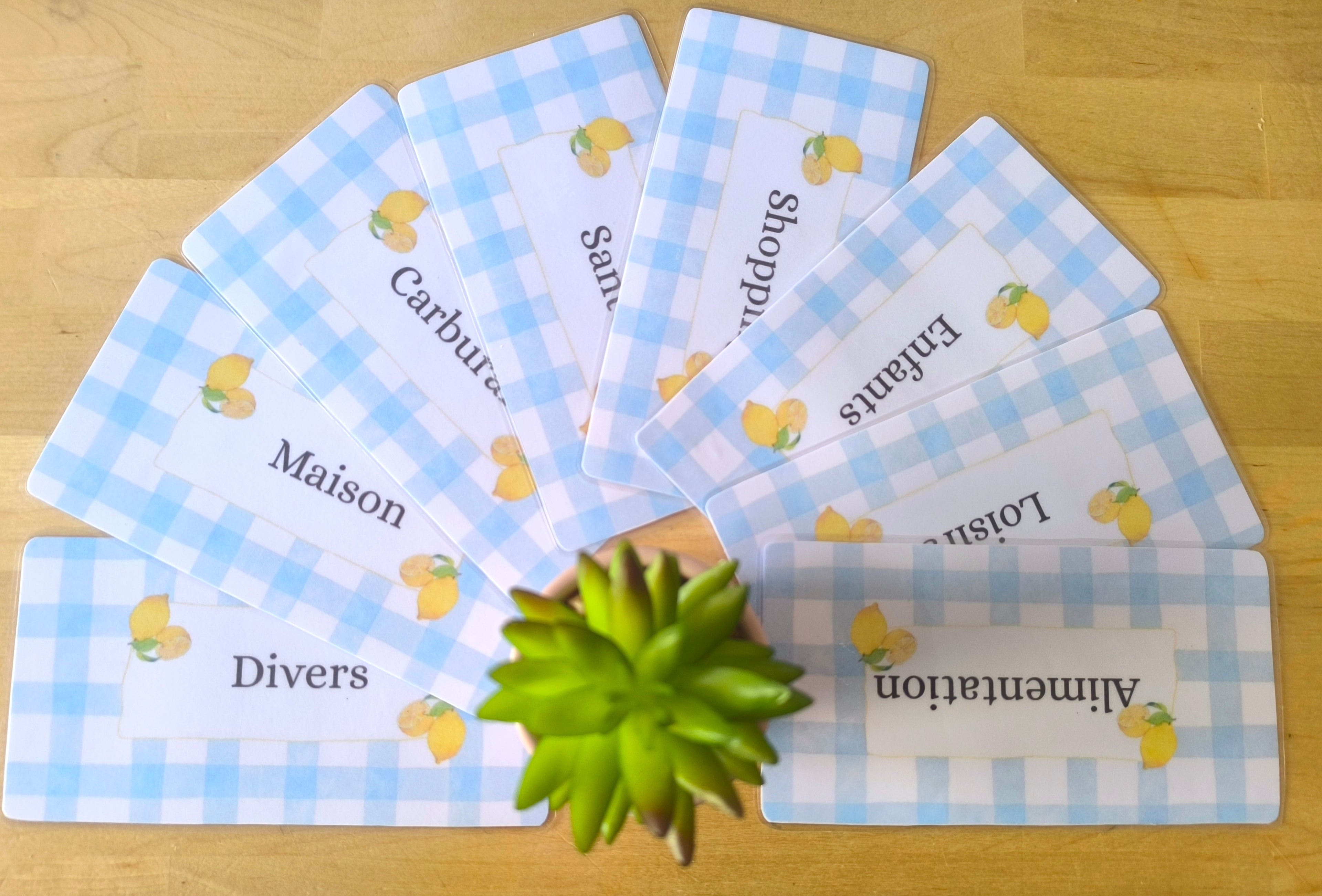 Pack 8 Inserts Enveloppe catégories " Limoncello"