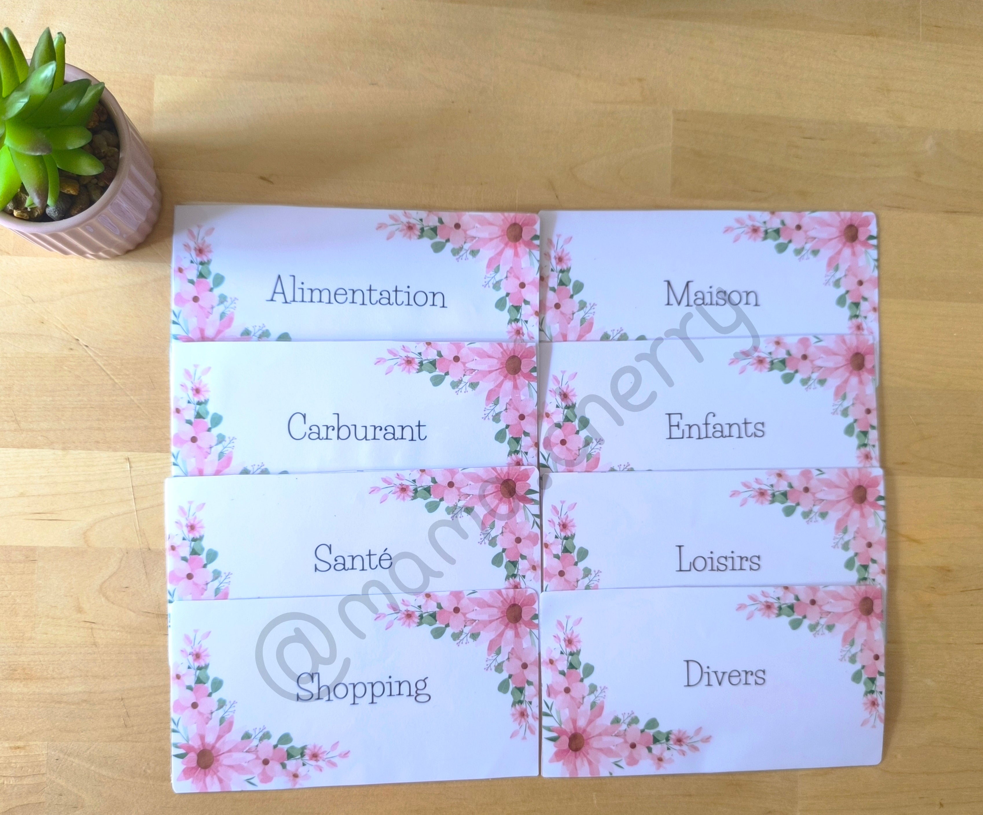 Pack 8 inserts  Enveloppes Catégories Floral