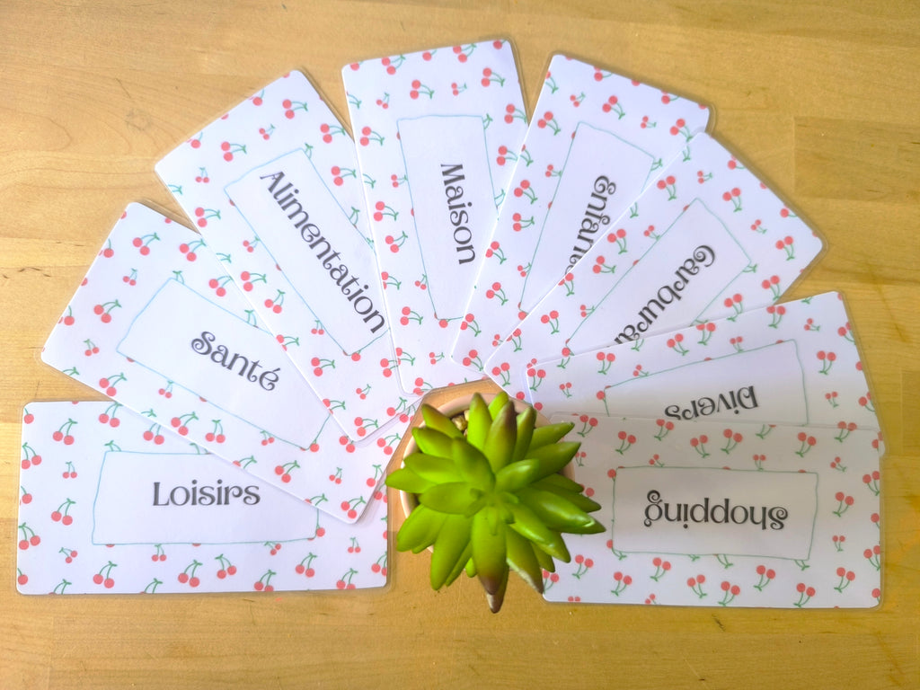 Pack de 8 Inserts Enveloppe catégories " Cherry"